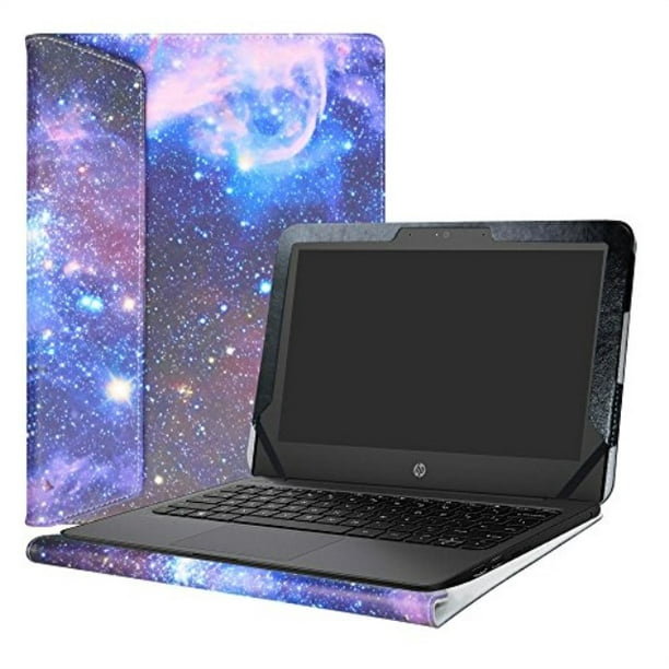 Purple Heavy Duty Leather Protective Case Compatible with The HP Stream 11-ak0001ng 11.6 inch Laptop Broonel Contour Series 